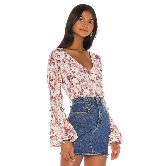 For Love & Lemons Eclipse Blouse in Country Floral NEW Cottagecore Size Large - Picture 1 of 13